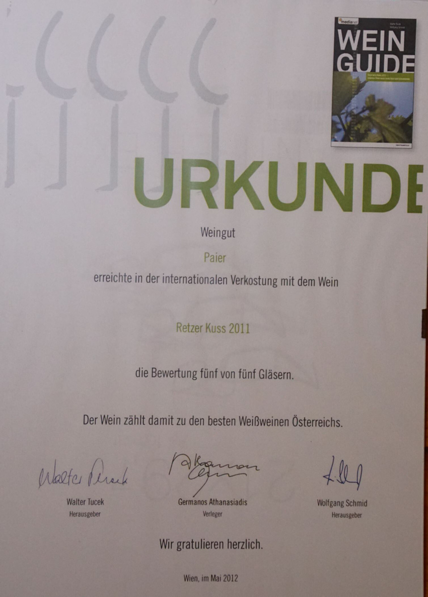 Urkunde Wein Guide